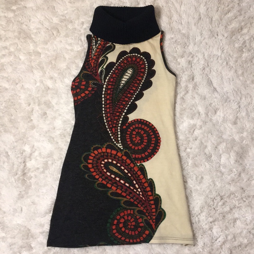 Sleeveless Turtleneck cotton minidress